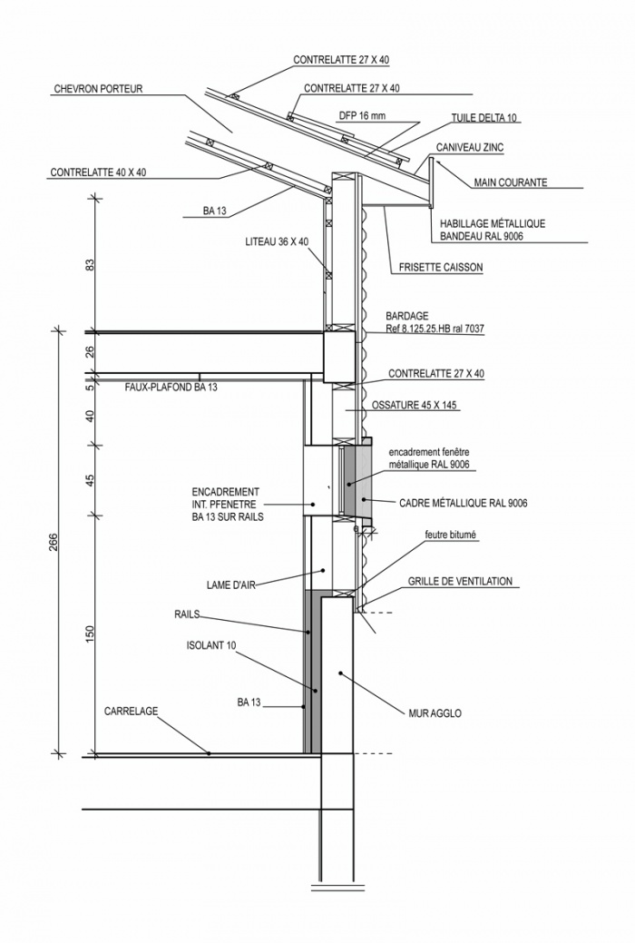 RHABILITATION ET SURLVATION D'UNE MAISON DE VILLE EN OSSATURE BOIS : DETAIL