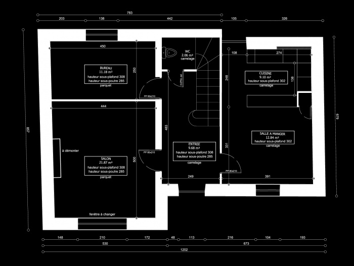 REHABILITATION D'UNE MAISON DE VILLAGE : PLAN RDC