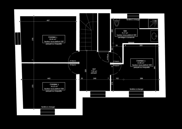 REHABILITATION D'UNE MAISON DE VILLAGE : SAIN TRIVIERS PLAN ETAGE