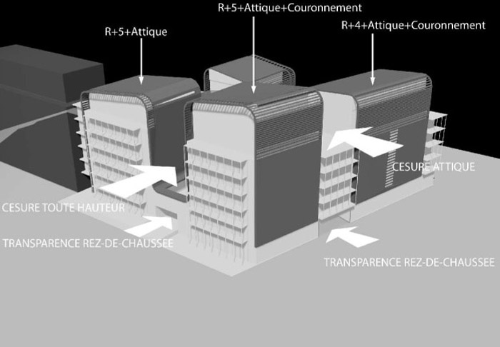 Concours-construction de 50 logements et commerces : axo2