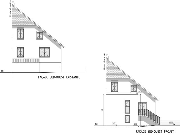 Extension d'une maison individuelle  Tassin : Extension maison Tassin - Faade Sud-Ouest