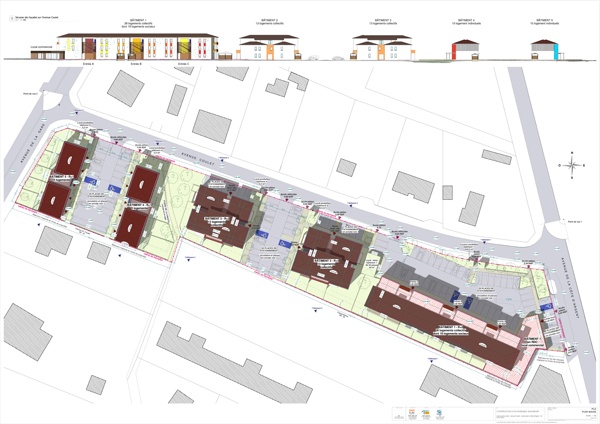 Construction d'un ensemble immobilier de 63 logements et commerce : PC2 Plan masse  - A0 COUL - 11 ex